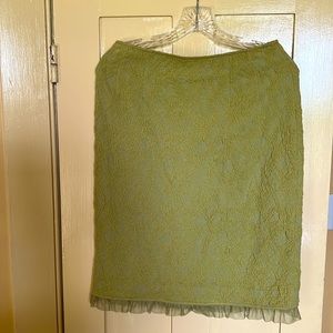 Knee length skirt in green.  Beautiful color, interesting textured fabric.